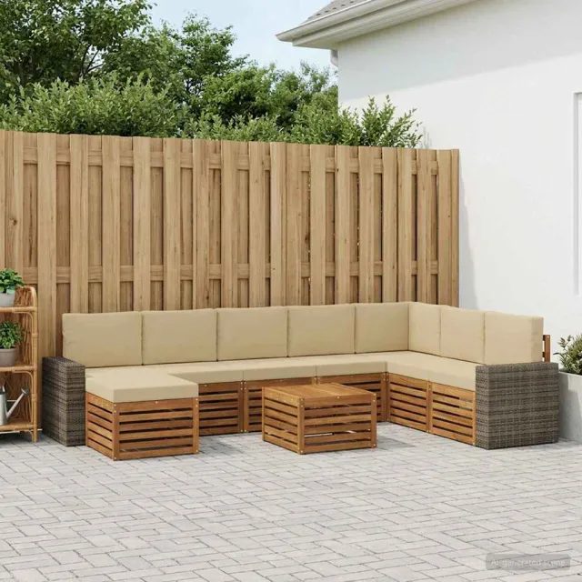 vidaXL Buiten bankenset 9 st 8-zits Natuurlijk en Beige