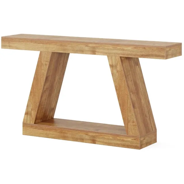 DMG Supply Consoletafel - Landelijke Stijl - Open Opbergruimte - 140 x 30 x 80 cm - Lichtbruine Houtlook - MDF