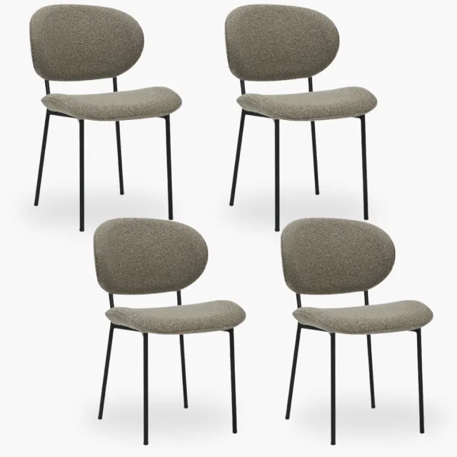 DOK 2 4x Eetkamerstoel Maud - Taupe Boucle - Set van 4 - Bruin