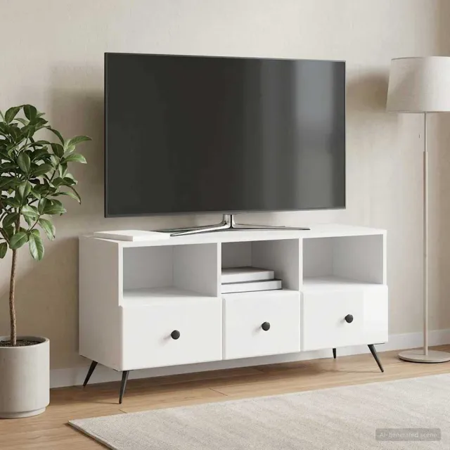 vidaXL TV-kast met lade Hoogglans Wit 102 x 34,5 x 50 cm Bewerkt hout, foto 2