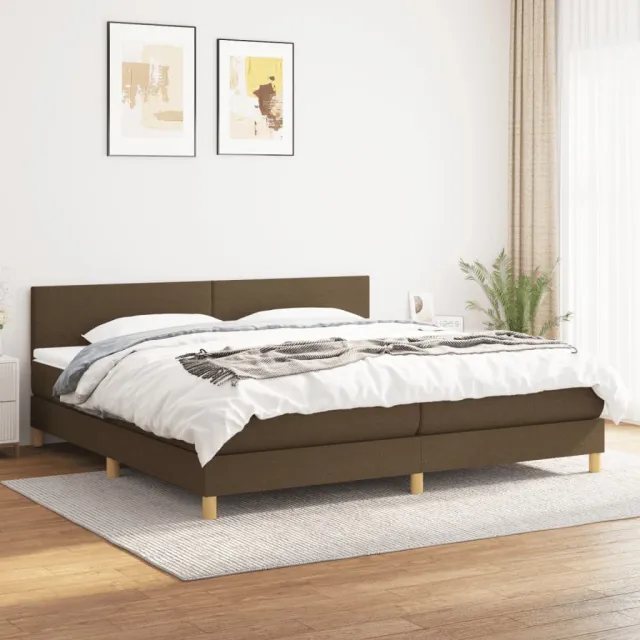 vidaXL Boxspring met matras stof donkerbruin 200x200 cm bruin