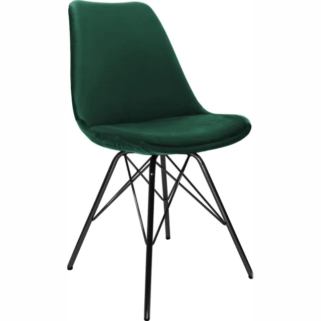 Kick Collection KICK® VELVET Kuipstoel Donkergroen – Eetkamerstoel – Velvet – Zwart Frame Donker Groen