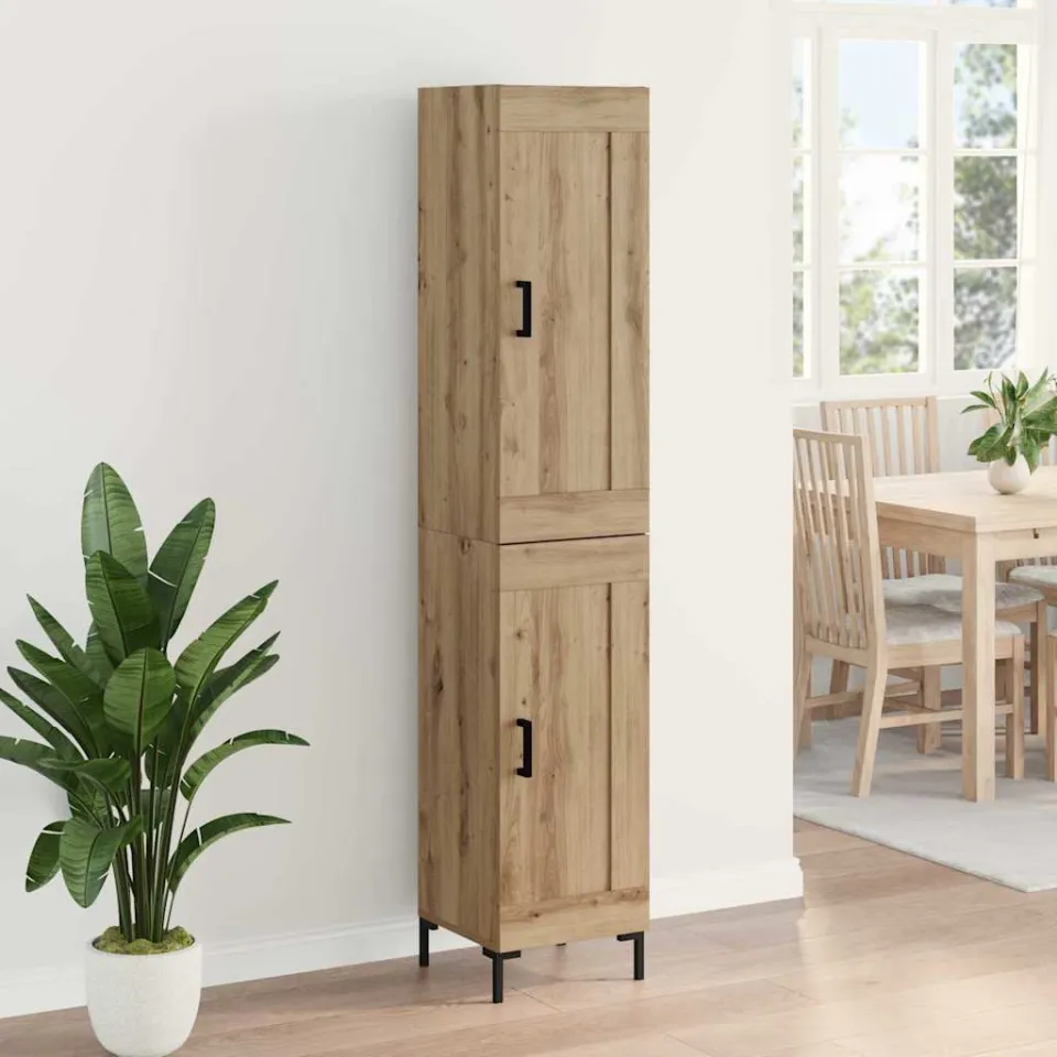 vidaXL Highboard Artisan Eiken 34,5 x 34 x 180 cm Bewerkt hout, foto 4
