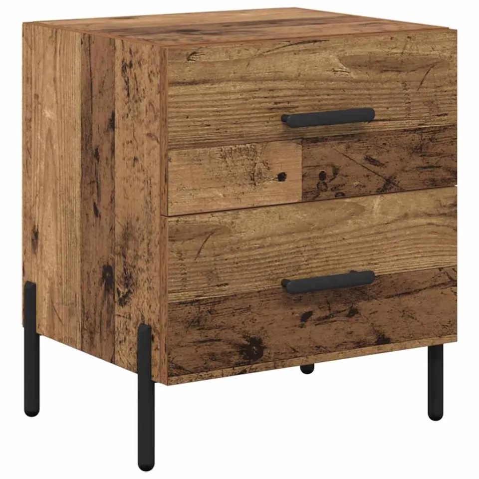 vidaXL Nachtkastje Oudhout 40 x 35 x 47,5 cm Bewerkt hout bruin, foto 3
