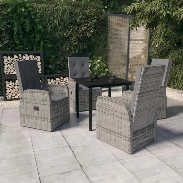 vidaXL 5-delige Tuinset met kussens grijs, foto 2