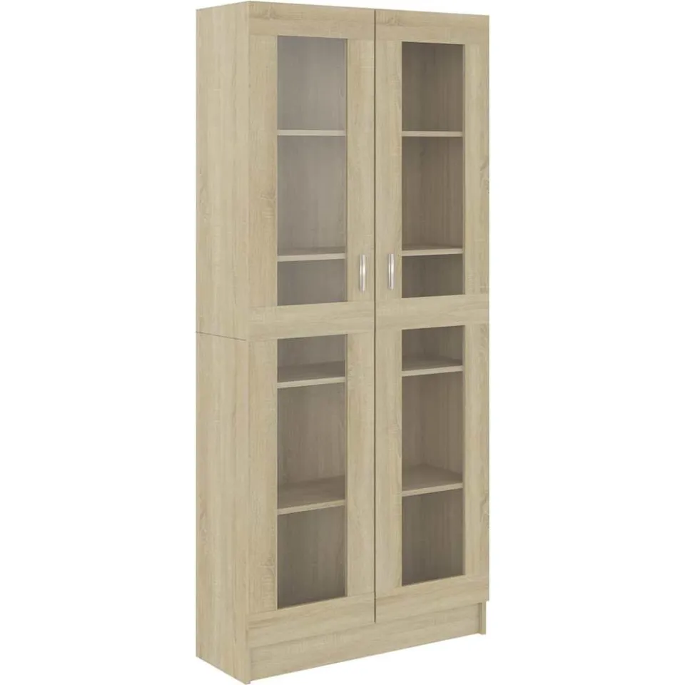vidaXL Vitrinekast 82,5x30,5x185 cm bewerkt hout sonoma eikenkleurig, foto 3