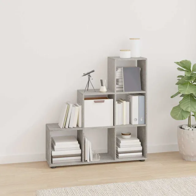 vidaXL Boekenkast trapvormig 107 cm bewerkt hout betongrijs grijs, foto 2