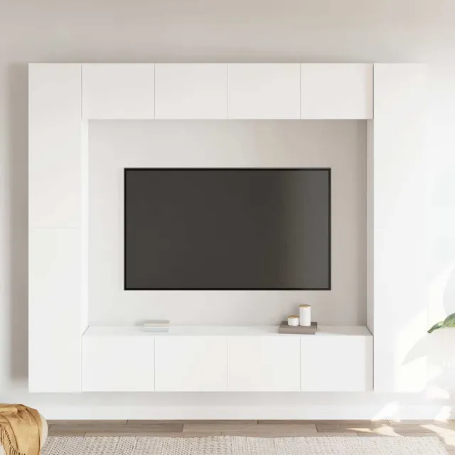 vidaXL 8-delige Tv-meubelset bewerkt hout wit, foto 2