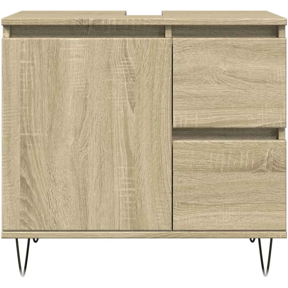 vidaXL Badkamerkast 65x33x60 cm bewerkt hout sonoma eikenkleurig Bruin