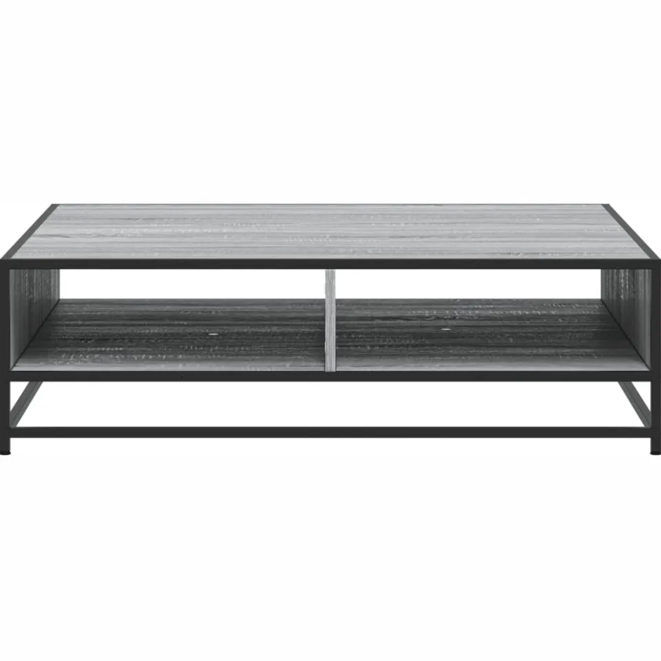 vidaXL Salontafel 100x100x30 cm bewerkt hout en metaal grijs sonoma, foto 4