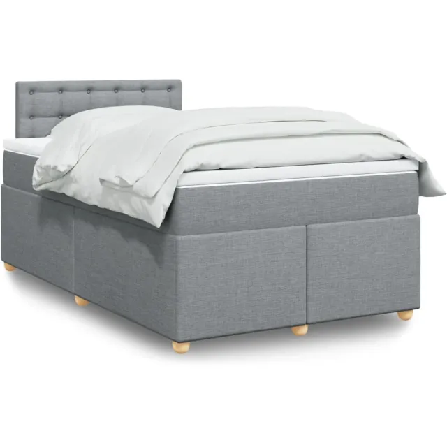 vidaXL Boxspring met matras stof lichtgrijs 120x200 cm grijs