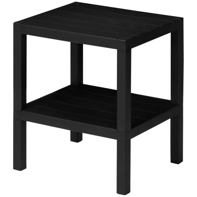 Giftdecor bijzettafel tuin - antraciet - kunststof - 32 x 28 x 46 cm - tuintafel - tuinmeubilair