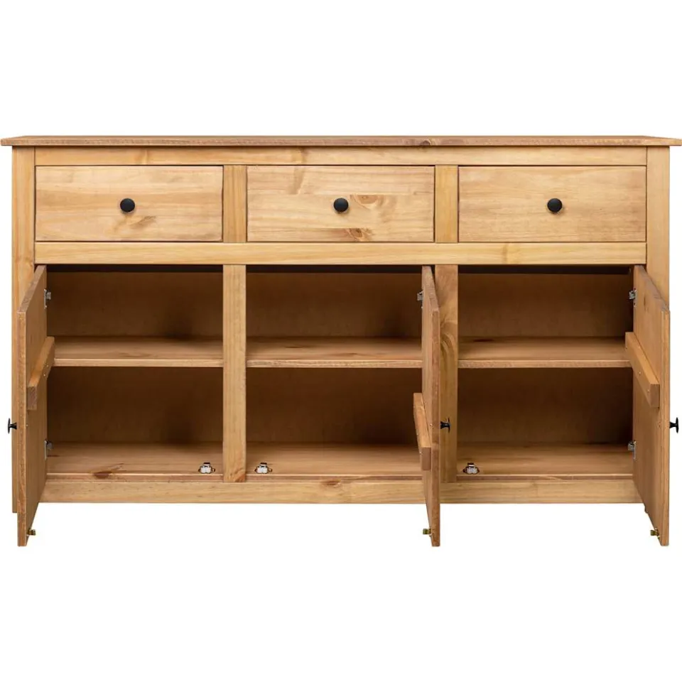 vidaXL Dressoir Panama Range 135x40x80 cm massief grenenhout bruin, foto 3