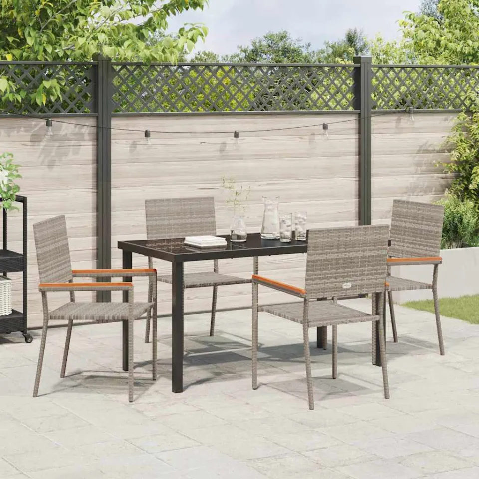 vidaXL Tuin eettafelset 5 st Grijs poly rattan, foto 3