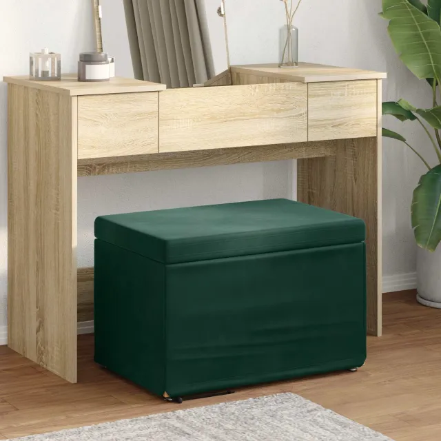 vidaXL Kruk Donkergroen 61 x 41 x 40 cm Velvet en Gefabriceerd Hout groen, foto 2