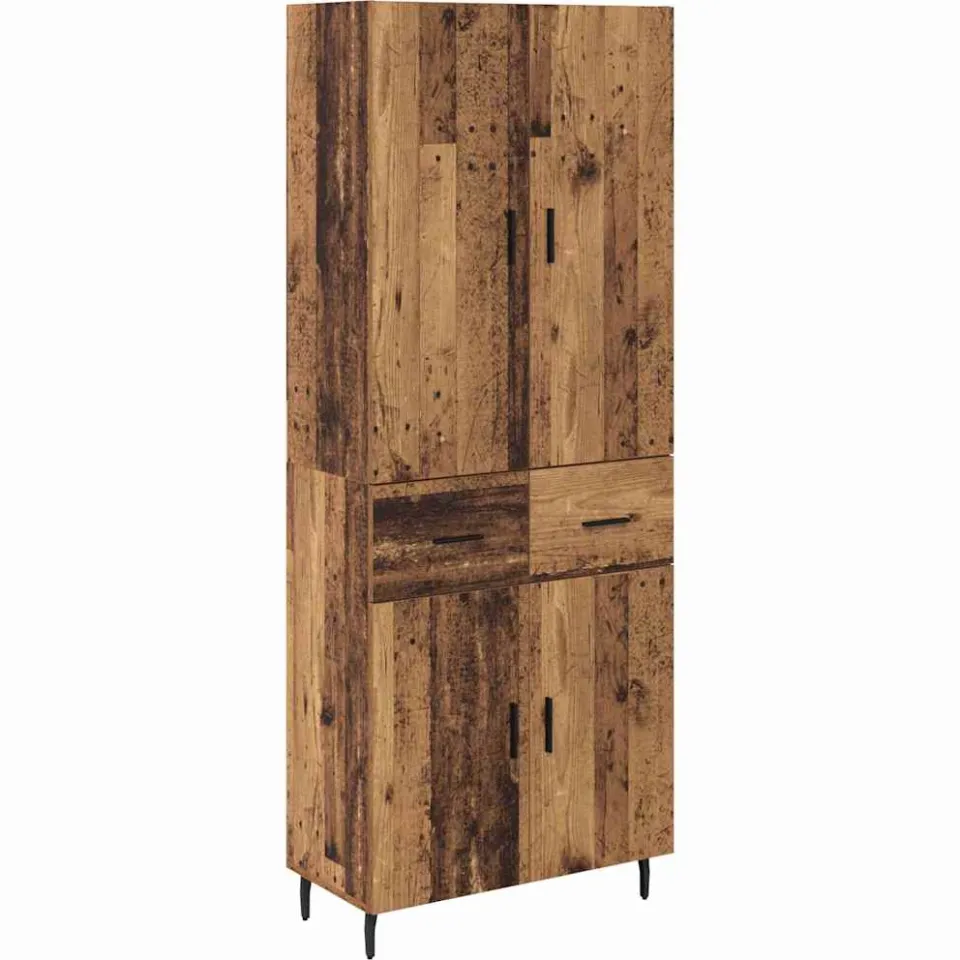 vidaXL Hoge kast 2 st Oud Hout 69,5 x 34 x 180 cm Bewerkt hout bruin, foto 3