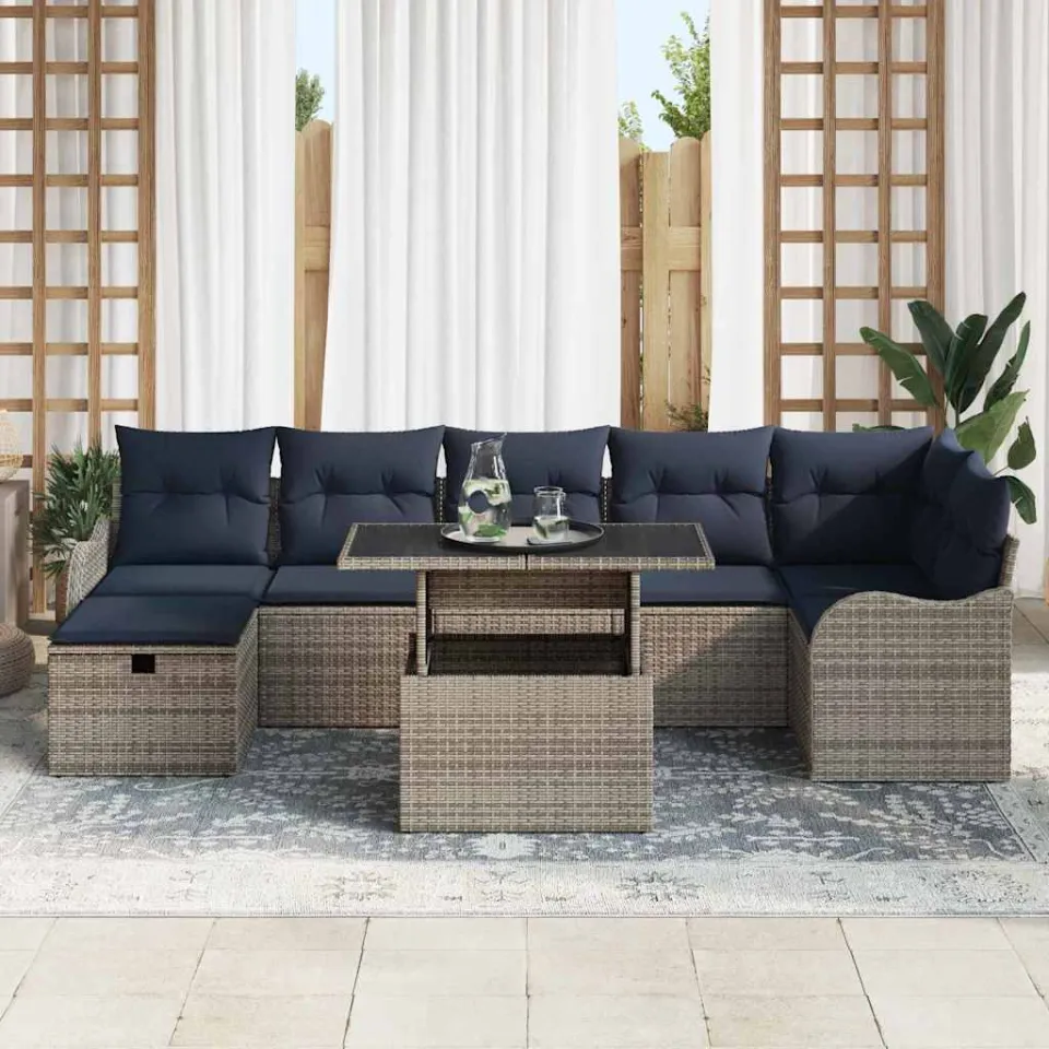 vidaXL Tuin Sofa Set 8 st Grijs poly rattan, foto 3