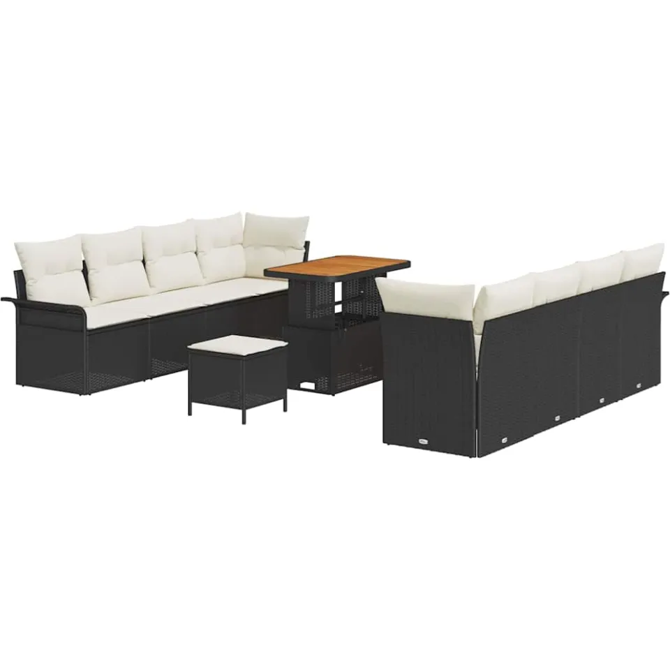 vidaXL Tuinbankenset 11 st Zwart poly rattan, foto 3