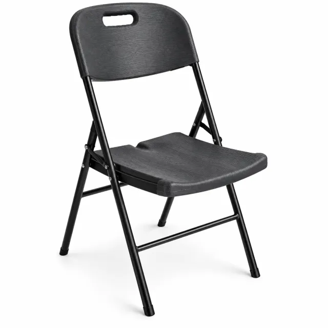 Rijoka Inklapbare Stoelen Met Unieke Houtlook Design - 4 stuks | Antraciet