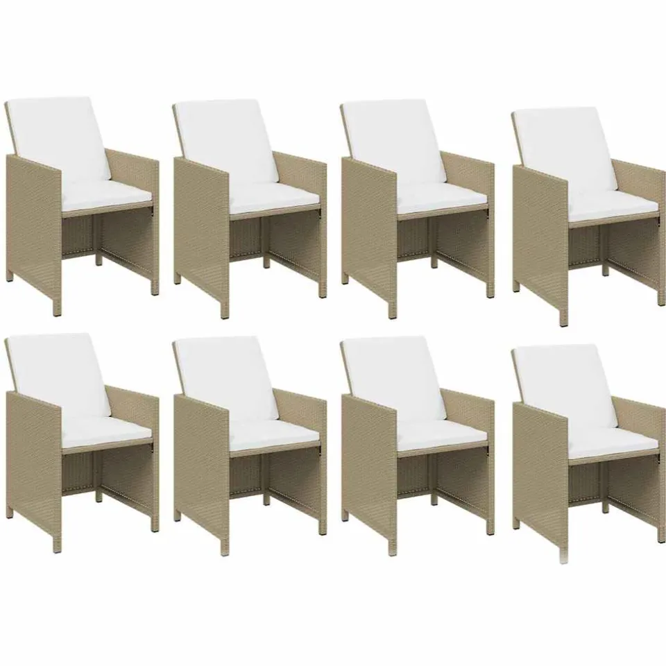 vidaXL 9-delige Tuinset met kussens poly rattan beige, foto 3