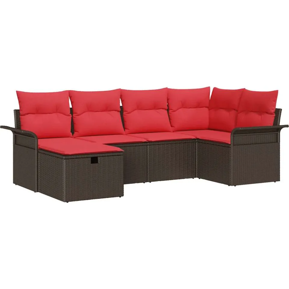 vidaXL Tuin Sofa Set 6 st Poly riet bruin