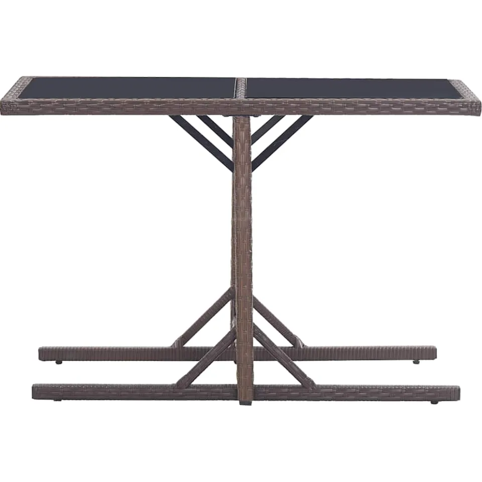 vidaXL Tuintafel 110x53x72 cm glas en poly rattan bruin, foto 2