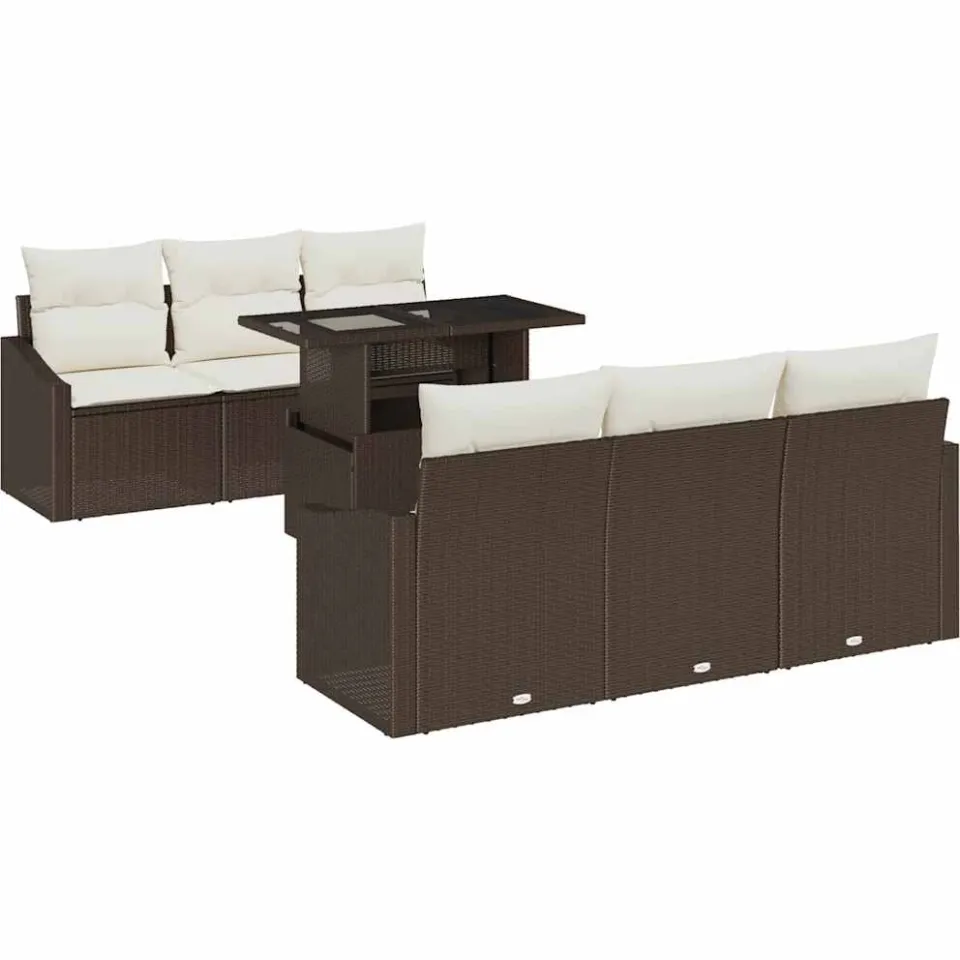 vidaXL Tuin Sofa Set 7 st Bruin poly rattan