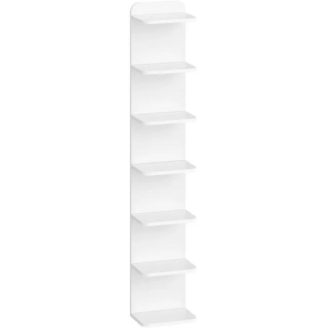 Lilac & Lily Boekenkast - Smalle Kast - 7-laags Wandplanken - Scandinavisch Design - Afgeronde Hoeken - 186 x 30 x 24 - Wit