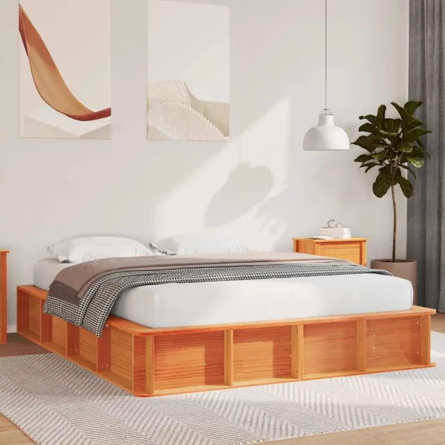 vidaXL Bedframe Wasbruin 160 x 200 cm Massief grenenhout