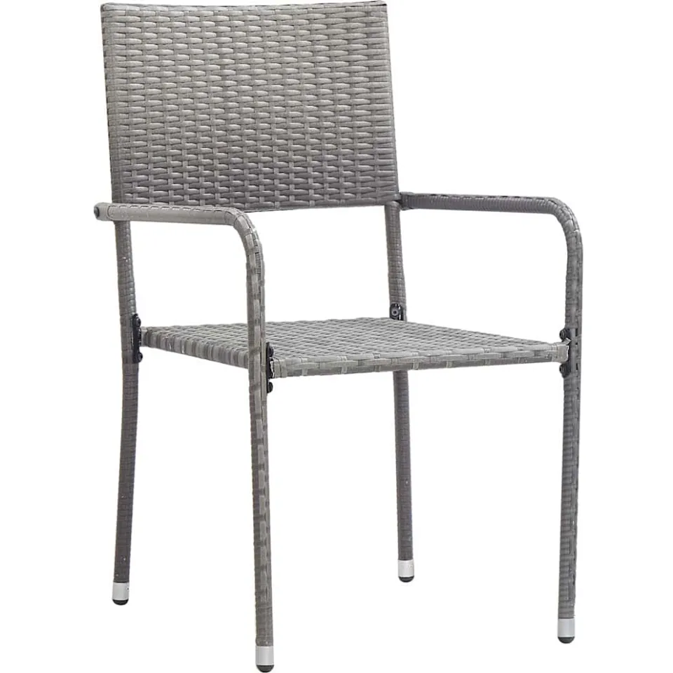 vidaXL 3-delige Tuinset poly rattan grijs