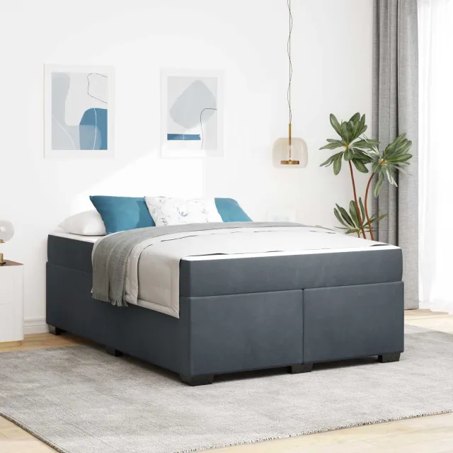 vidaXL Bedframe met matras Donkergrijs 160 x 200 cm Stof