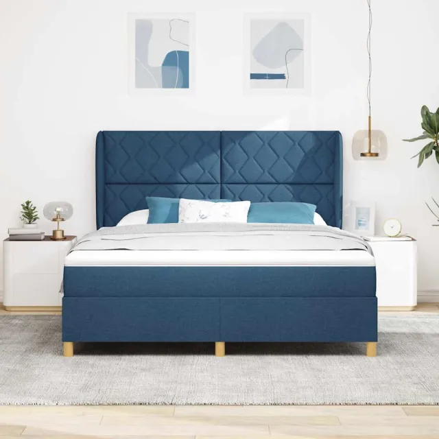 vidaXL Boxspringbed met kussen met hoofdeinde Blauw 200 x 180 cm Stof