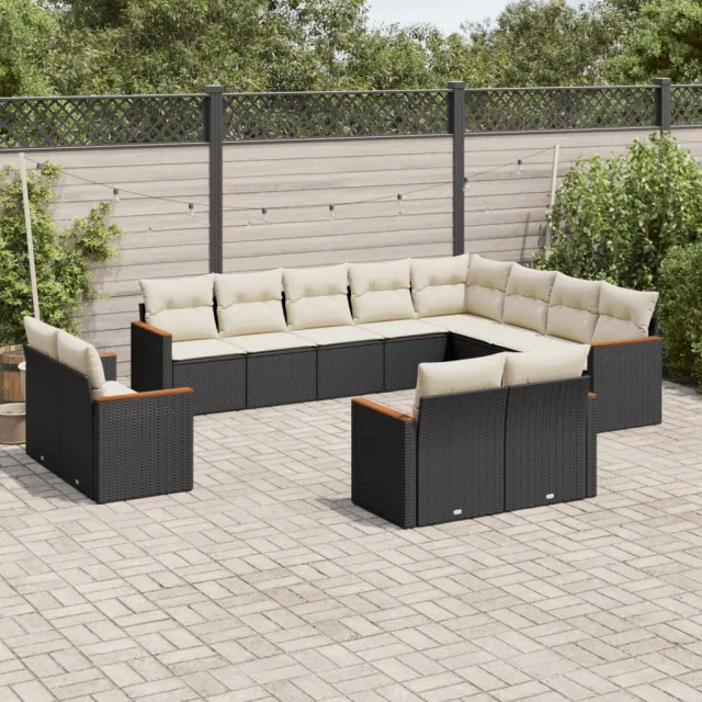 vidaXL 12-delige Loungeset met kussens poly rattan zwart, foto 2