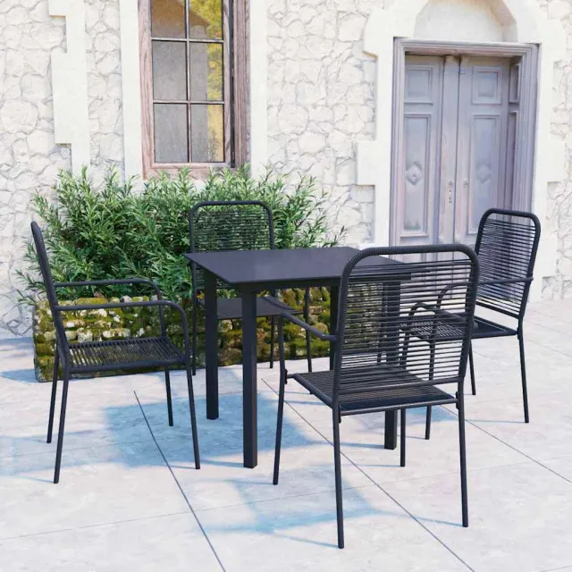 vidaXL 5-delige Tuinset glas en staal zwart, foto 2