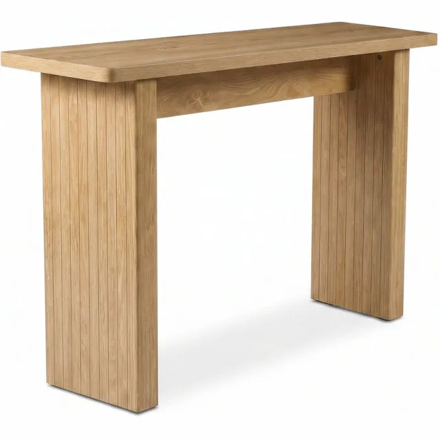 SensaHome Japandi Consoletafel – Sidetable met Geribbelde Poten – 110x35x75 cm – Eiken