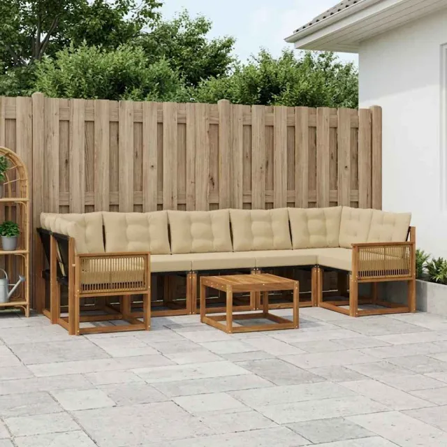 vidaXL Buiten bankenset 8 st 7-zits Natuurlijk en Beige