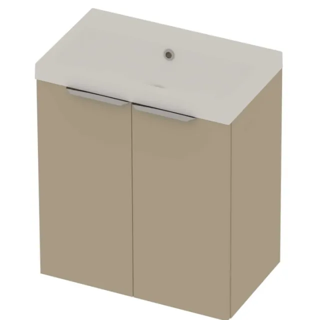 Basic-Line Pretty 36 Badmeubelset Polystone Zonder Kraangat 60x36x70 cm Mat Beige Mat Wit