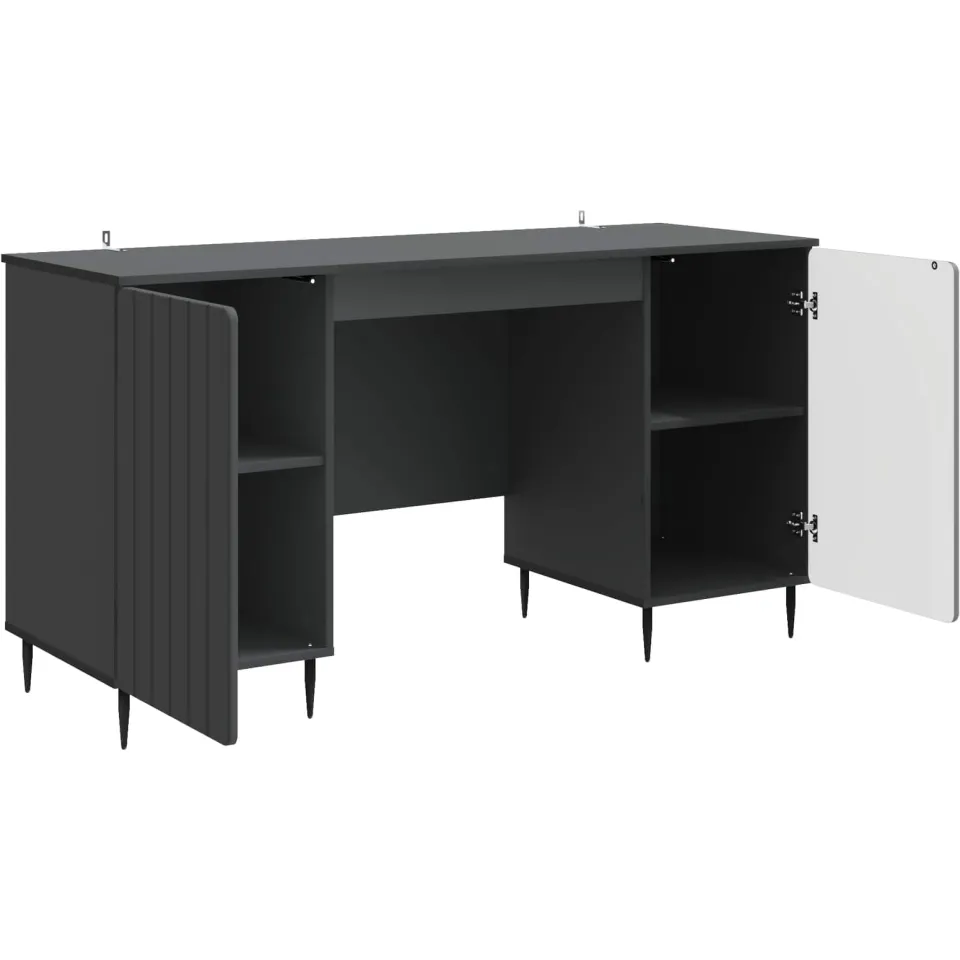 vidaXL Bureau Zwart 142,5 x 50 x 75 cm Bewerkt hout, foto 3