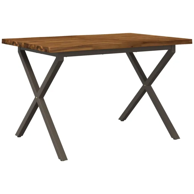 vidaXL Eettafel - met - levendige - rand - 90 - x - 55 - x - 75 - cm - Massief - Acacia - Hout Natuurlijk en Koffie