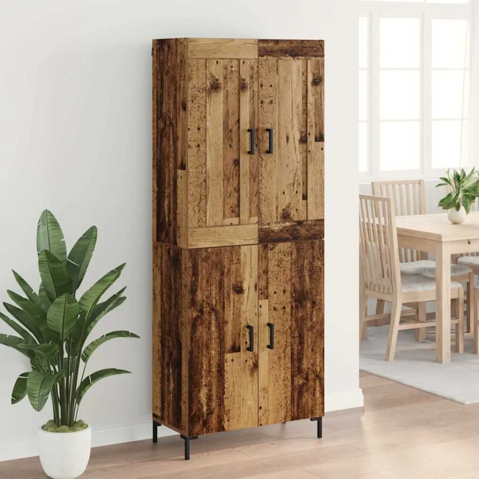 vidaXL Hoge kast 2 st Oud Hout 69,5 x 34 x 180 cm Bewerkt hout bruin, foto 4