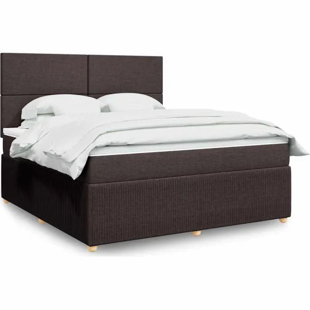 vidaXL Boxspring met matras stof donkerbruin 180x200 cm bruin