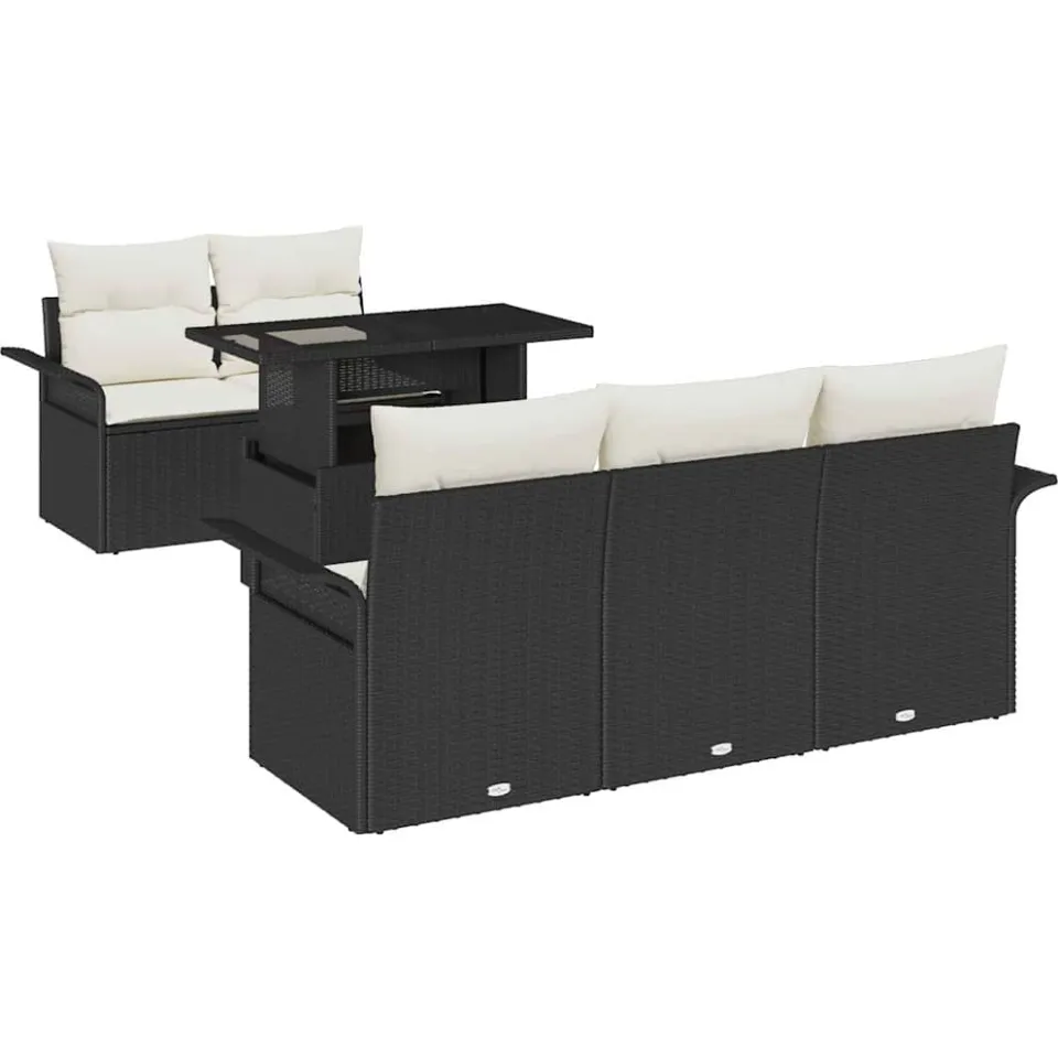 vidaXL Tuin Sofa Set 6 st Zwart poly rattan