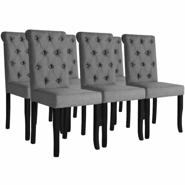 vidaXL Eetkamerstoelen 6 st stof donkergrijs