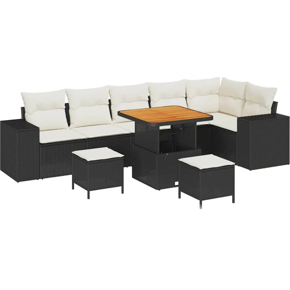 vidaXL Tuin Sofa Set 9 st Zwart poly rattan