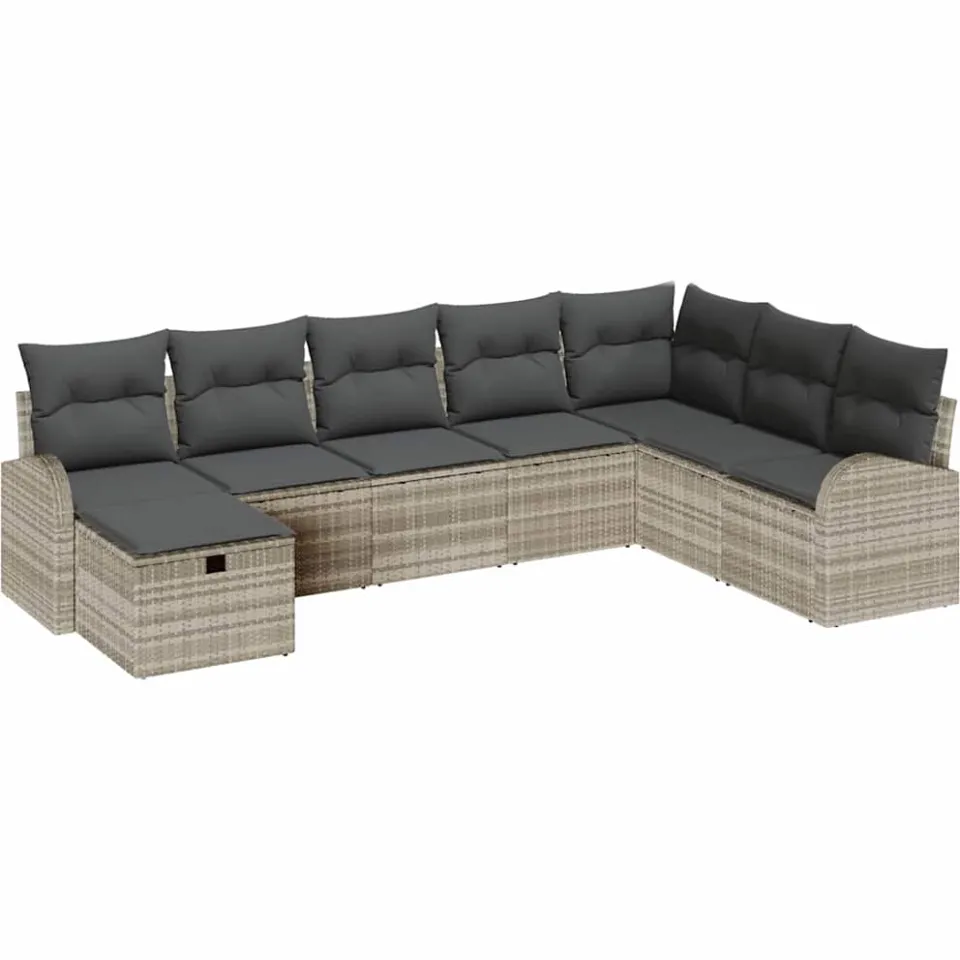 vidaXL Tuin Sofa Set 8 st Lichtgrijs poly rattan