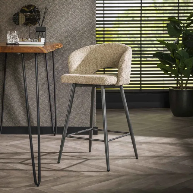 Giga Living Giga Meubel Barstoel Salon Tissee - Zand Bouclé - Set van 2