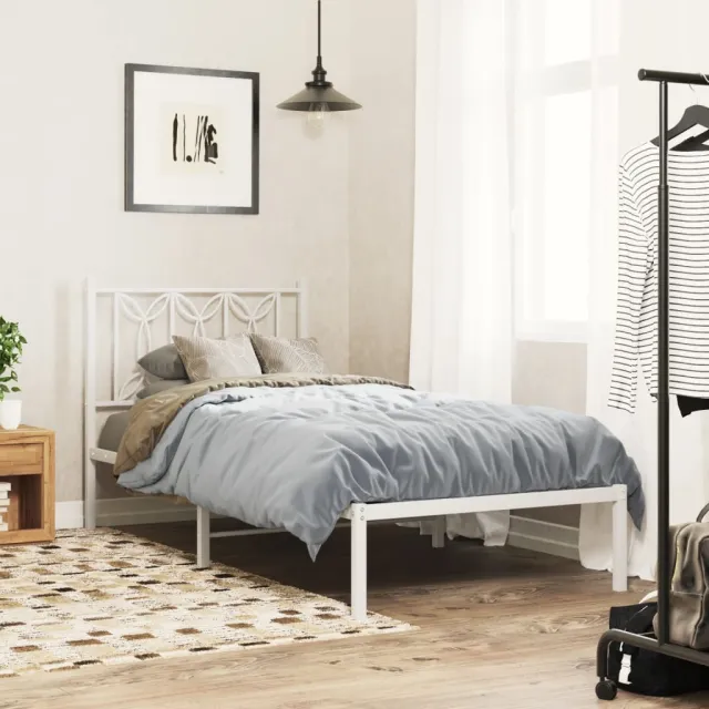 vidaXL Bedframe met hoofdbord metaal wit 80x200 cm