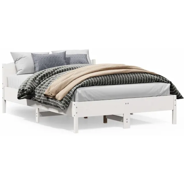 vidaXL Bedframe zonder matras massief grenenhout wit 140x200 cm