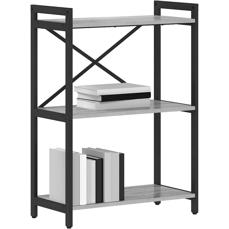 vidaXL Boekenkast 60 x 30 x 85 cm Bewerkt hout Grijs sonoma
