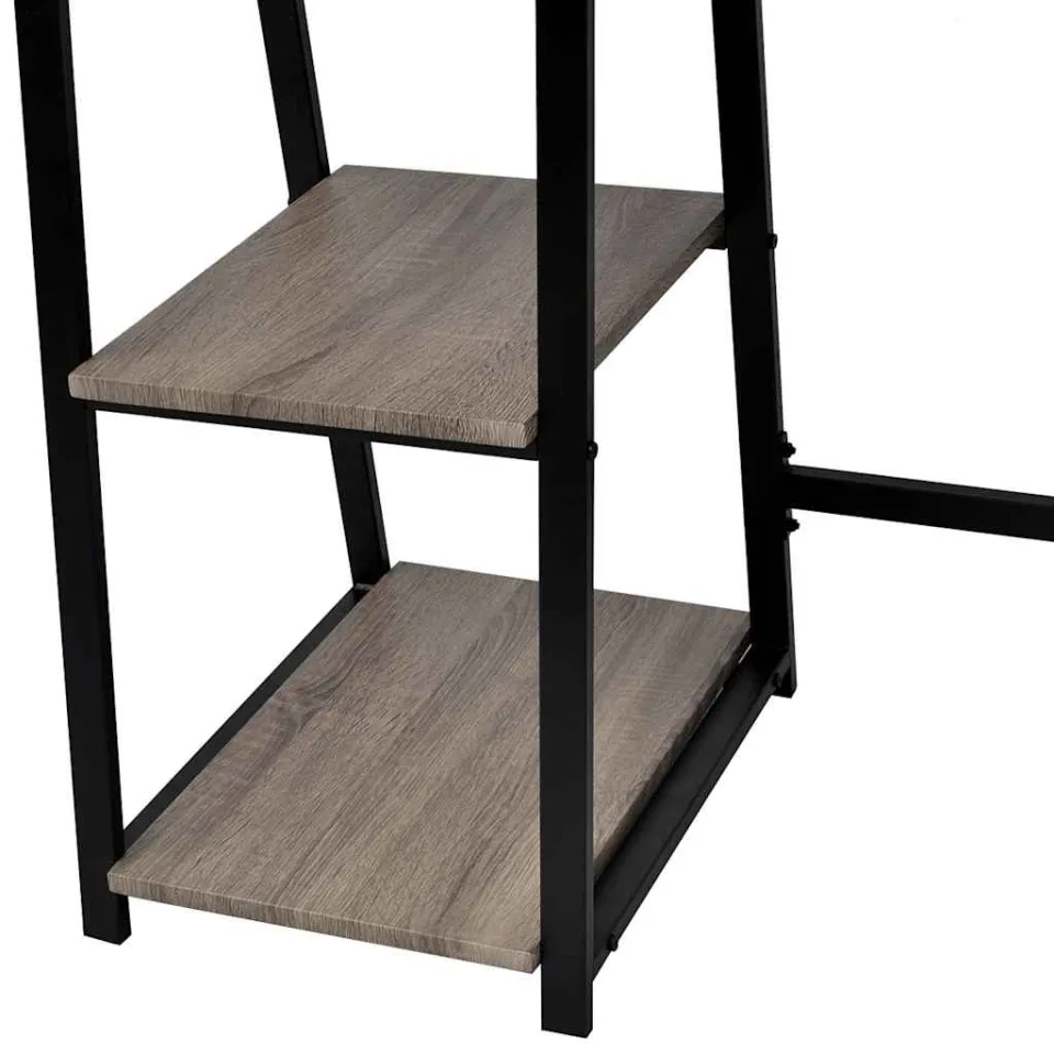 vidaXL Bureau met 2 schappen grijs en eikenkleurig, foto 4